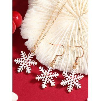 

Christmas Snowflake Pendant Chain Necklace And Hook Drop Earrings Set, White