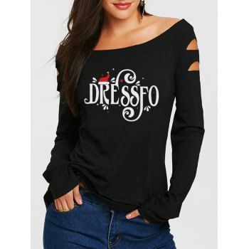 Christmas Letter Floral Print Off The Shoulder Cut Off Long Sleeve Tee, Multicolor a
Christmas Letter Floral Print Off The Shoulder Cut Off Long Sleeve Tee, Multicolor a
