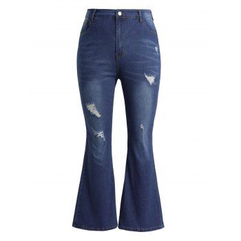 Plus Size & Curve Ripped Flare Jeans Butterfly Embriodery Back Long Zip Fly Denim Pants, Deep blue
Plus Size & Curve Ripped Flare Jeans Butterfly Embriodery Back Long Zip Fly Denim Pants, Deep blue