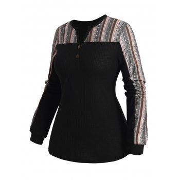 Plus Size & Curve Ethnic Knit Top Tribal Pattern Panel Mock Button V Neck Long Sleeve Knitted Top, Black
Plus Size & Curve Ethnic Knit Top Tribal Pattern Panel Mock Button V Neck Long Sleeve Knitted Top, Black
