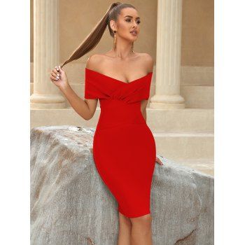Off The Shoulder Ruched Bodycon Dress Zip Back Short Sleeve Mini Party Dress, Red
Off The Shoulder Ruched Bodycon Dress Zip Back Short Sleeve Mini Party Dress, Red