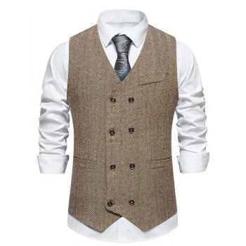 Contrast Color Panel Stripe Double Breasted Vest Mock Pocket V Neck Adjustable Buckle Strap Vest, Coffee
Contrast Color Panel Stripe Double Breasted Vest Mock Pocket V Neck Adjustable Buckle Strap Vest, Coffee