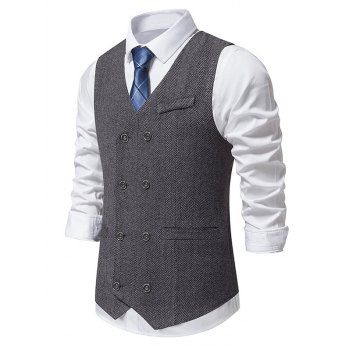 Contrast Color Panel Stripe Double Breasted Vest Mock Pocket V Neck Adjustable Buckle Strap Vest, Gray
Contrast Color Panel Stripe Double Breasted Vest Mock Pocket V Neck Adjustable Buckle Strap Vest, Gray