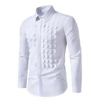 Scalloped Trim Solid Color Shirt Long Sleeve Button Up Turndown Collar Shirt, White
Scalloped Trim Solid Color Shirt Long Sleeve Button Up Turndown Collar Shirt, White