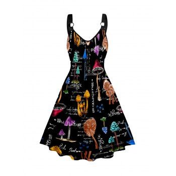 

Watercolor Pattern All Over Printed Women's Sling Dress Sleeveless Swing Casual Sundress, Black