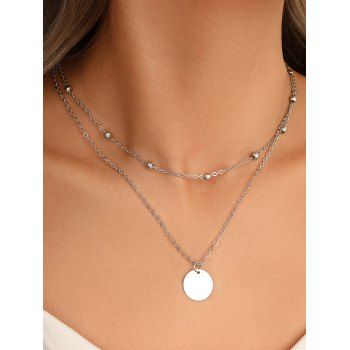 

Double-layered Simple Design Round Decor Necklace, Silver