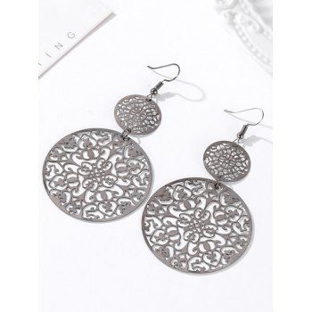 

New Simple Retro Hollow Out Disc Frosted Court Ethnic Style Carved Stud, Gunmetal