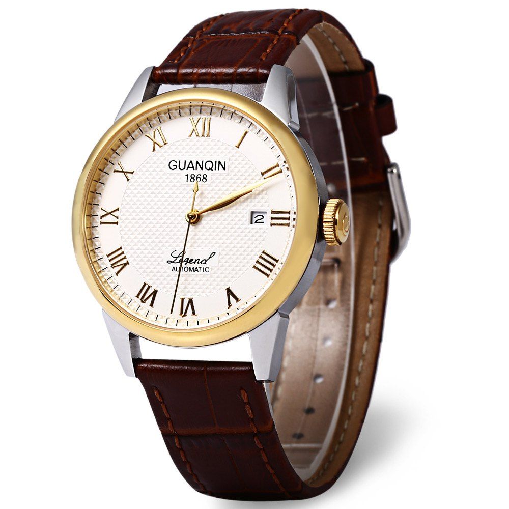 guanqin gq008815 sapphire mirror men genuine leather mechanical