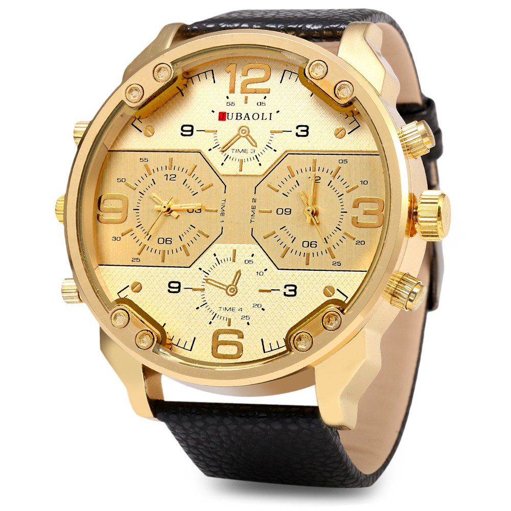 JUBAOLI 1119 Casual Male Quartz Watch with Multiple Sub-dial, Golden