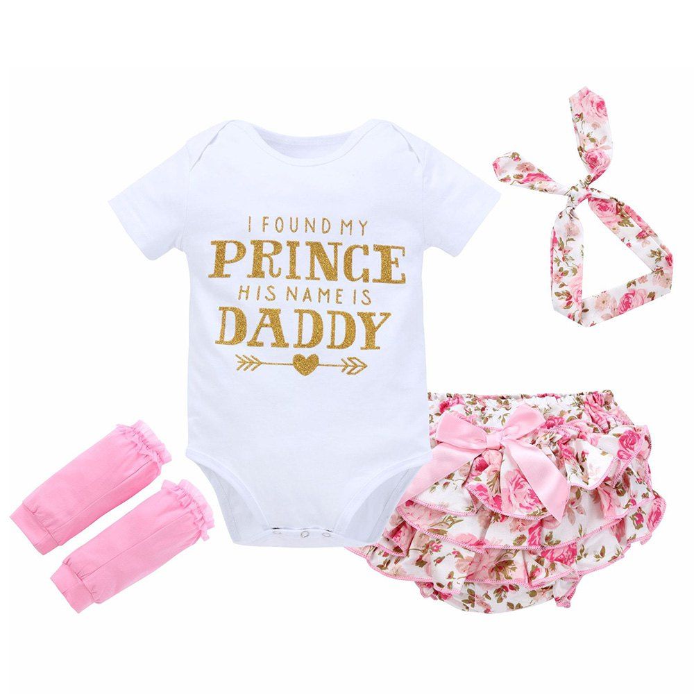 Baby Letter Print Romper Four Cloth Sets, White
Baby Letter Print Romper Four Cloth Sets, White