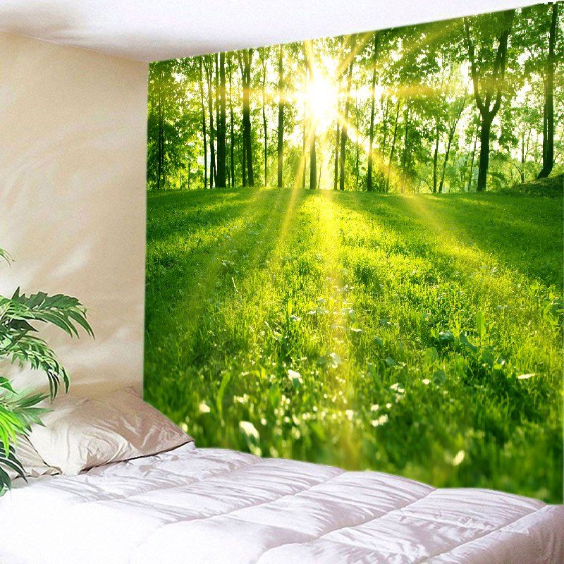 

Sunlight Forest Lawn Print Tapestry Wall Hanging Art, Green