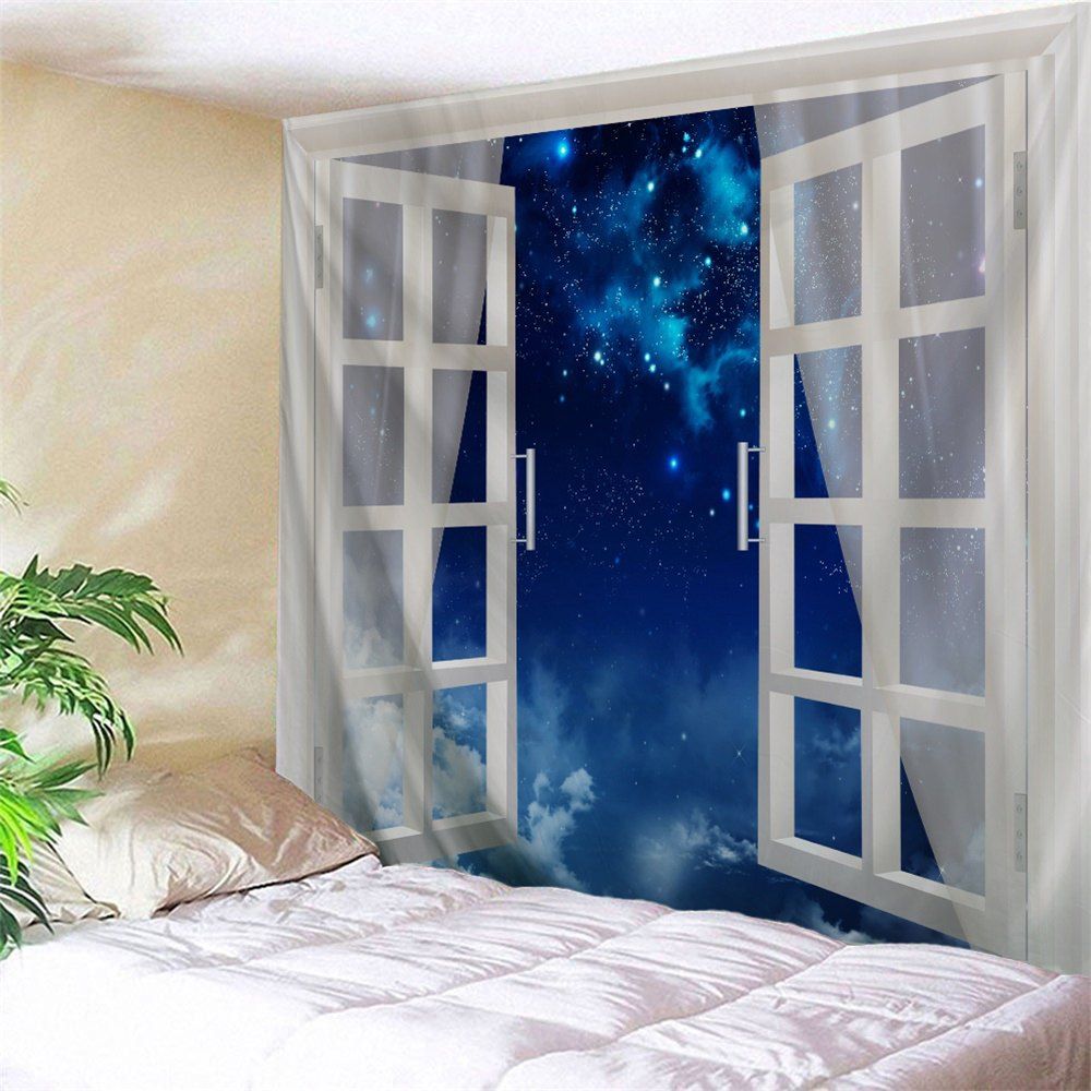 

Window Starry Night Print Tapestry Wall Hanging Art, Colormix