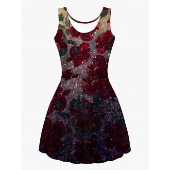 Allover Light Spots Flower Print High Waist Tank Dress Casual Scoop Neck Sleeveless Dress, Multicolor
Allover Light Spots Flower Print High Waist Tank Dress Casual Scoop Neck Sleeveless Dress, Multicolor