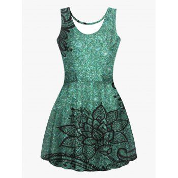 Flower Print High Waist Tank Dress Casual Sleeveless Scoop Neck A Line Dress, Multicolor
Flower Print High Waist Tank Dress Casual Sleeveless Scoop Neck A Line Dress, Multicolor