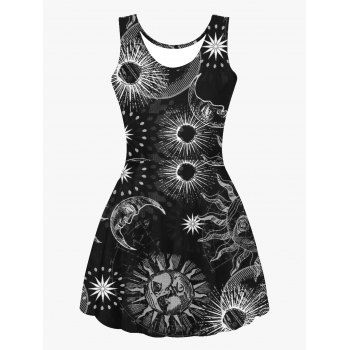 Celestial Sun Moon Allover Print Tank Dress Sleeveless High Waist Casual Dress, Multicolor
Celestial Sun Moon Allover Print Tank Dress Sleeveless High Waist Casual Dress, Multicolor