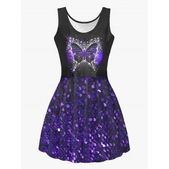 Butterfly Sequined Print Tank Dress Sleeveless A Line High Waist Dress, Multicolor
Butterfly Sequined Print Tank Dress Sleeveless A Line High Waist Dress, Multicolor