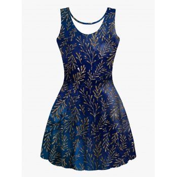 Leaf Print Dress High Waisted Scoop Neck Sleeveless A Line Mini Dress, Multicolor
Leaf Print Dress High Waisted Scoop Neck Sleeveless A Line Mini Dress, Multicolor