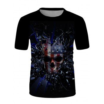 American Flag Skull Print T-shirt Short Sleeve Round Neck Casual Tee, Multicolor
American Flag Skull Print T-shirt Short Sleeve Round Neck Casual Tee, Multicolor