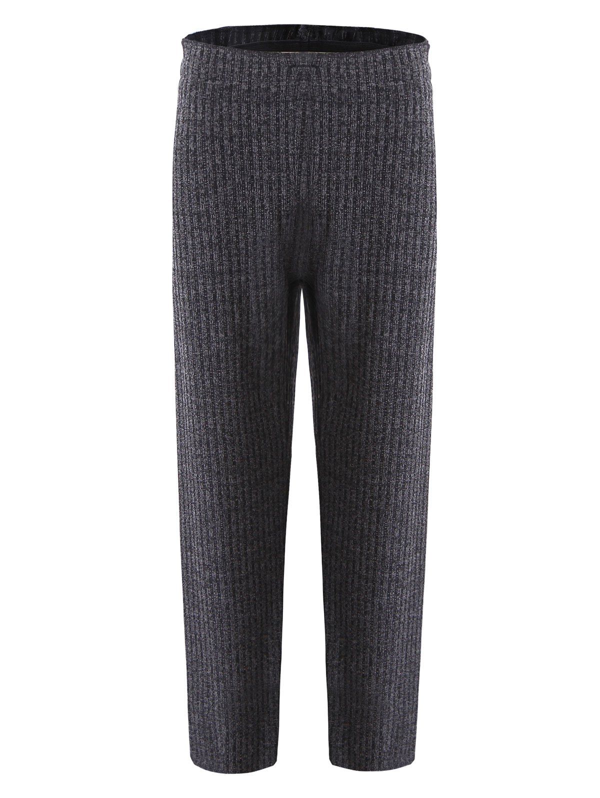 Elastic Striped Pleat Pants, Black