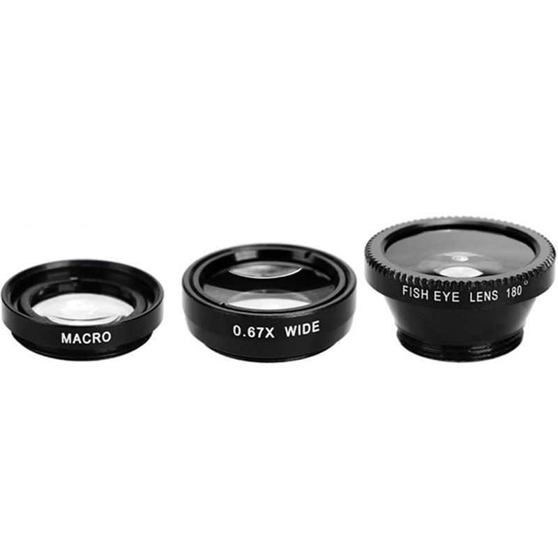 3 in1 Mobile Phone Camera Lens Kit Fish Eye Lens Super Wide Angle Lens with Black Universal Phone Clip
3 in1 Mobile Phone Camera Lens Kit Fish Eye Lens Super Wide Angle Lens with Black Universal Phone Clip