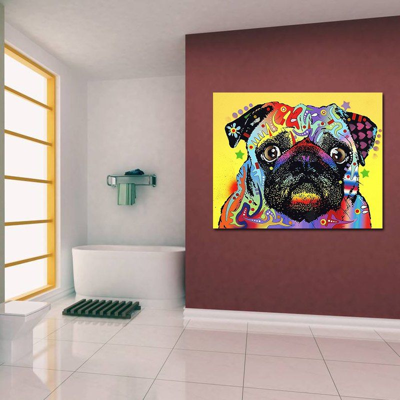

Modern Frameless Canvas Print of Dog Home Wall Decoration, Colorful
