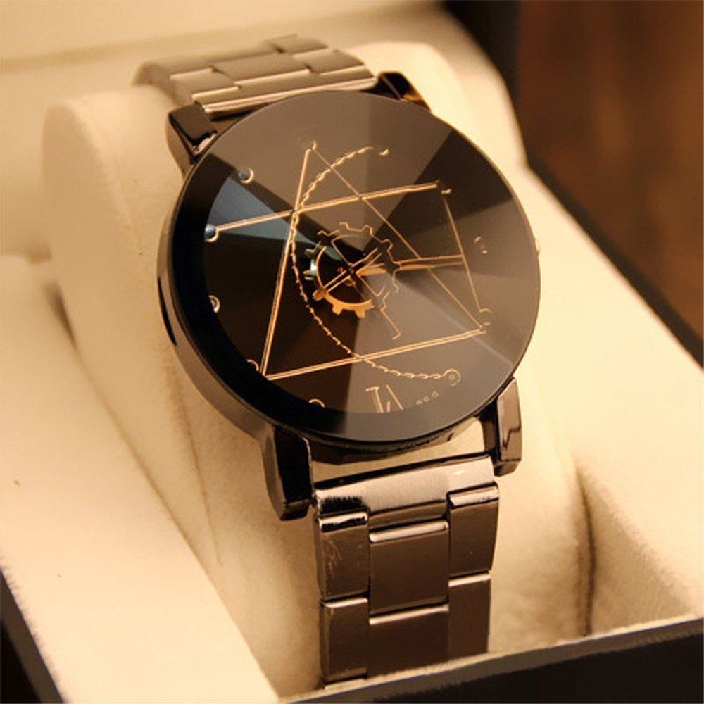 

REEBONZ New Luxury Watch Fashion Stainless Steel Watch for Man Quartz Analog Wrist Watch, Black