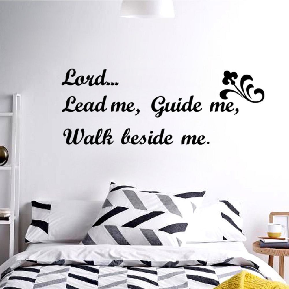 

DSU Christian Quotes Wall Decor Lord Lead Me Guide Me Walk Beside Me Vinyl Art Mural Decal for Living Room Decoration, Black