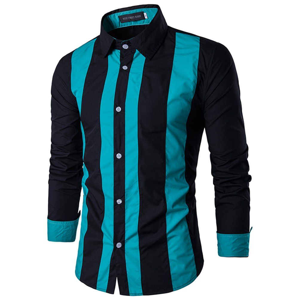 Men Long-Sleeved Clothes New Spring Slim Trend Casual Shirt, Black