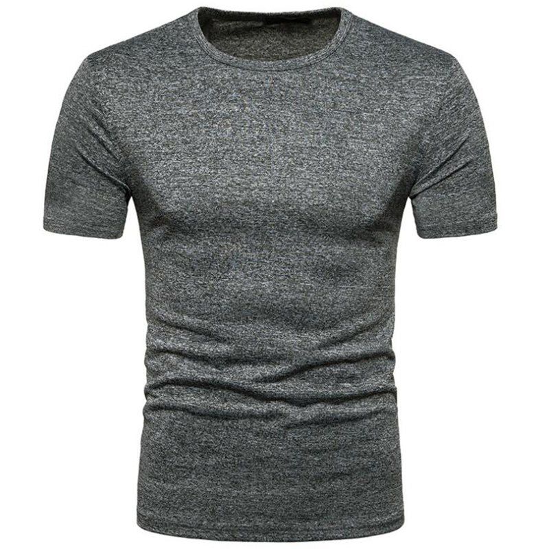 

Men's Casual Sport Elasticity Round Neck Short Sleeves T-shirt, Dark gray