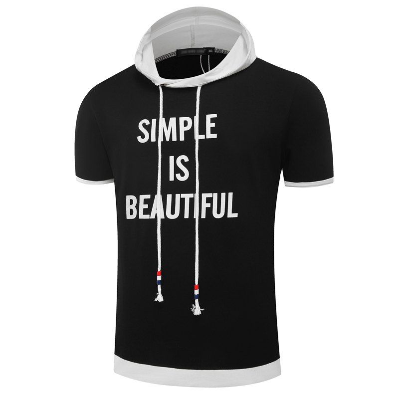 The New Summer Fashion Color Printing Letters Hoodie Men's Short Sleeve T-Shirt, Black
The New Summer Fashion Color Printing Letters Hoodie Men's Short Sleeve T-Shirt, Black