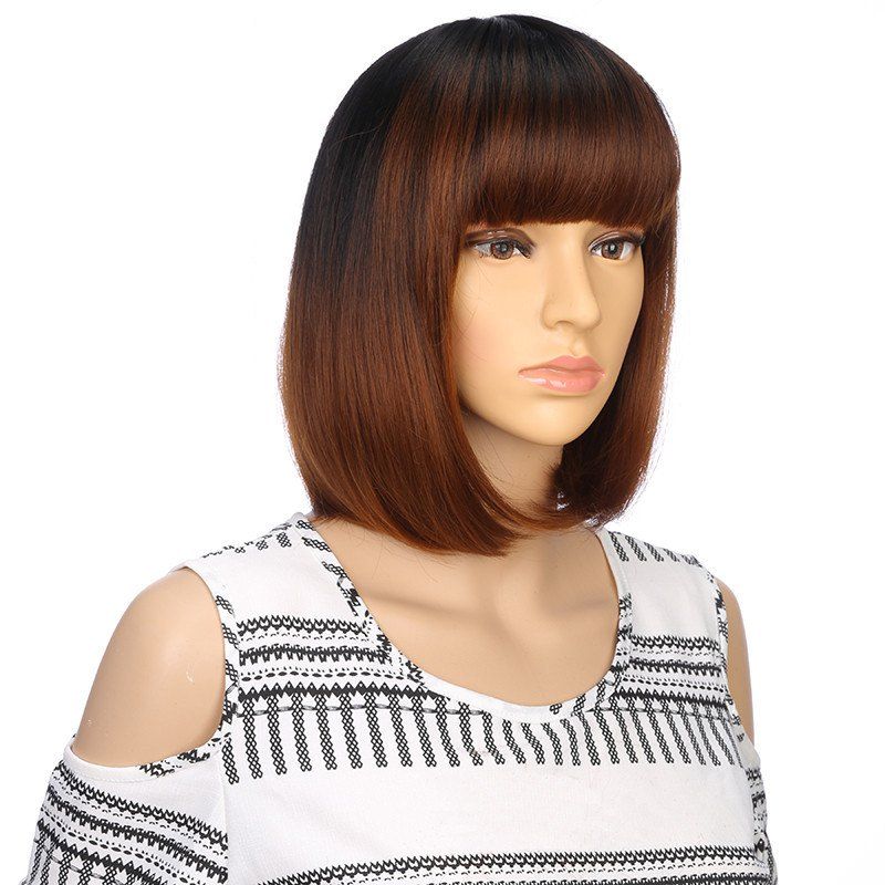 Short Black Brown Cute Bob Hair Natural Straight Synthetic Fashion Wig with Bang
Short Black Brown Cute Bob Hair Natural Straight Synthetic Fashion Wig with Bang