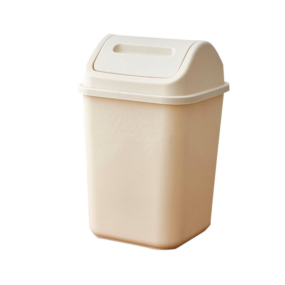 12L Fashion Flap Cover Trash Can, Champagne