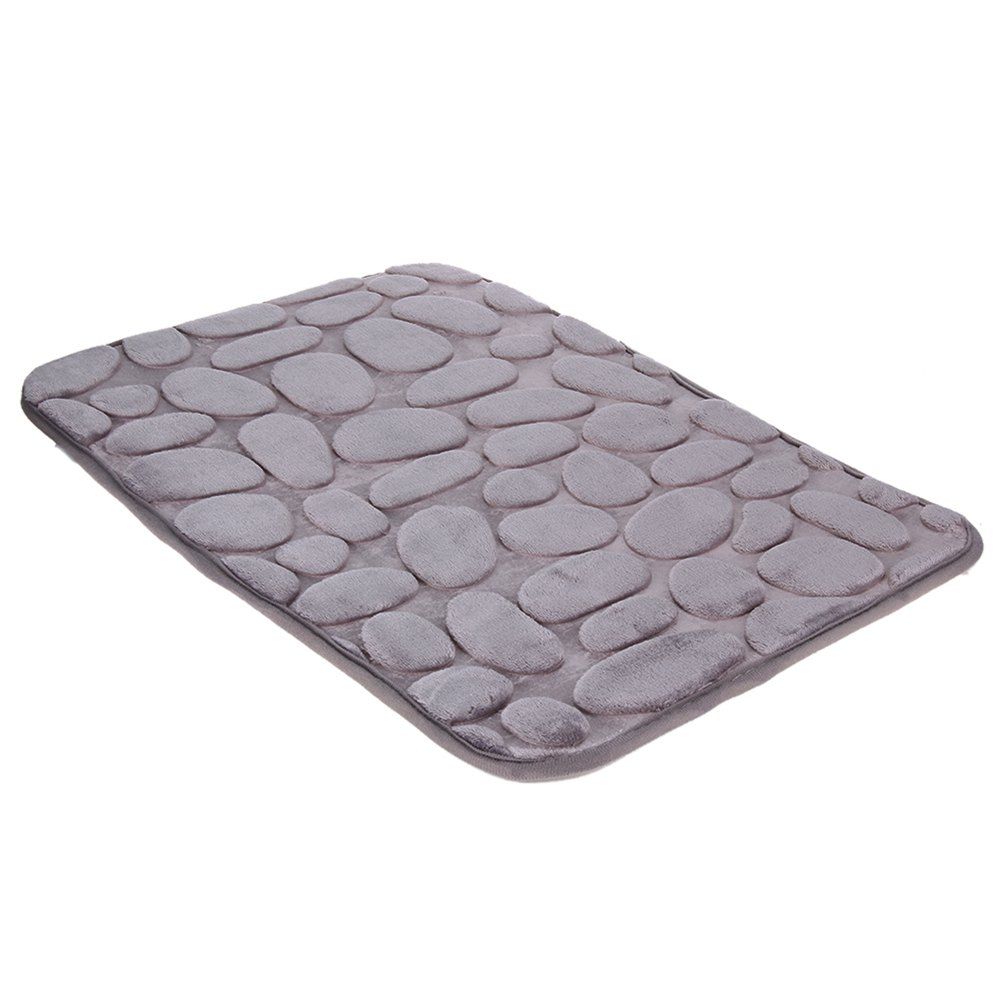 

3D Pebbles Rug Absorbent Rubber Bath Rebound Mat Carpet, Gray