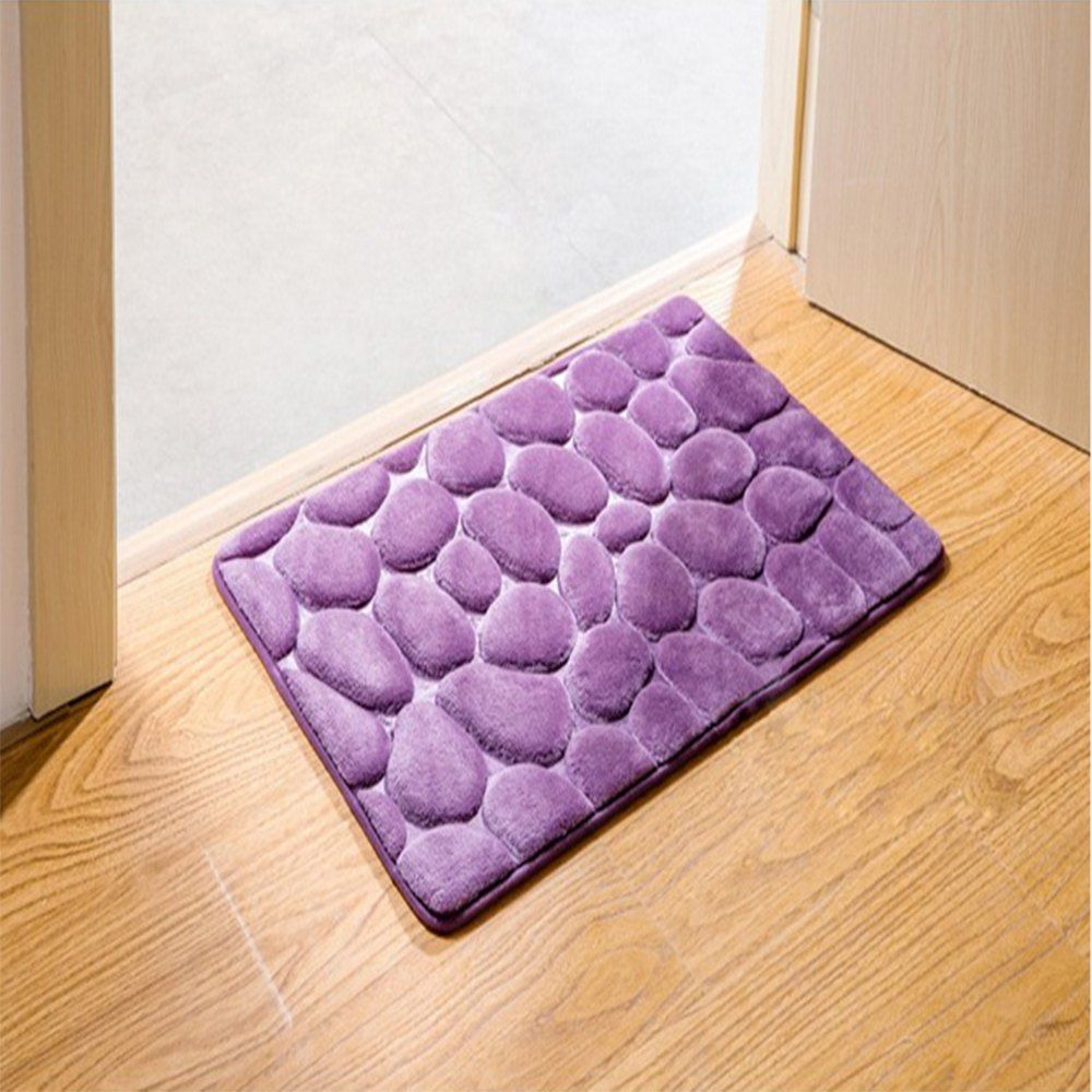 

3D Pebbles Rug Absorbent Rubber Bath Rebound Mat Carpet, Violet
