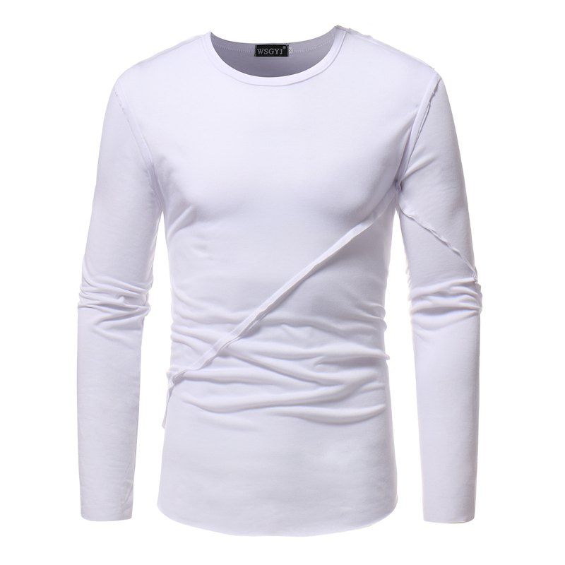 2018 Men's Fashion Round Neck Trimming Solid Color Slim Long Sleeve T-shirt, White
2018 Men's Fashion Round Neck Trimming Solid Color Slim Long Sleeve T-shirt, White