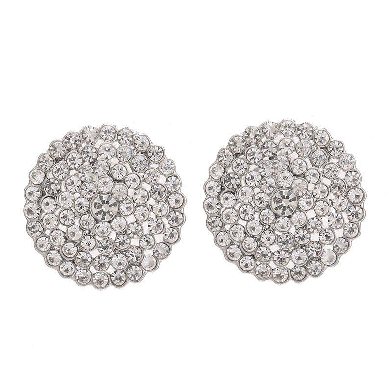 Fashion Round Button CZ Full Rhinestone Earrings For Women Charm Jewelry Party, Silver
Fashion Round Button CZ Full Rhinestone Earrings For Women Charm Jewelry Party, Silver