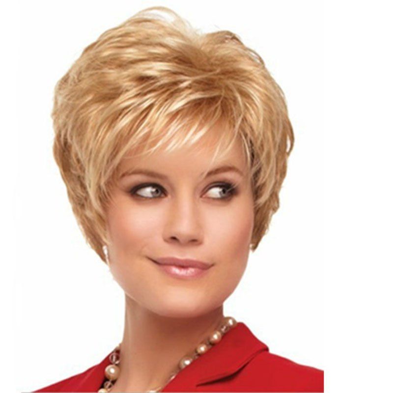 

Light Gold Micro Curly Fluffy Short Wig