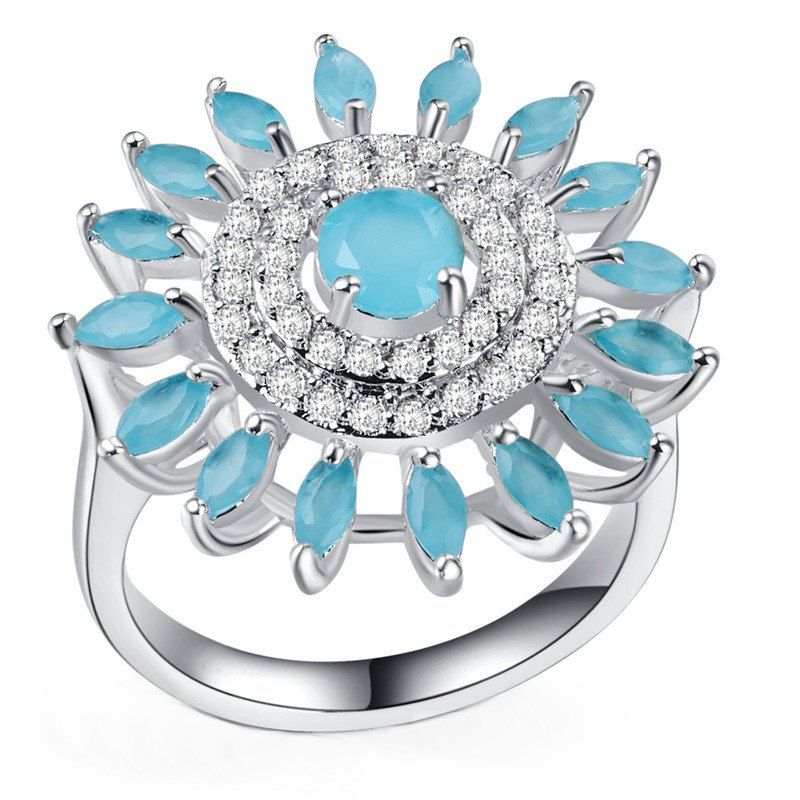 

Diamond Crystal Sun Flower Frosted Ring, Electric blue