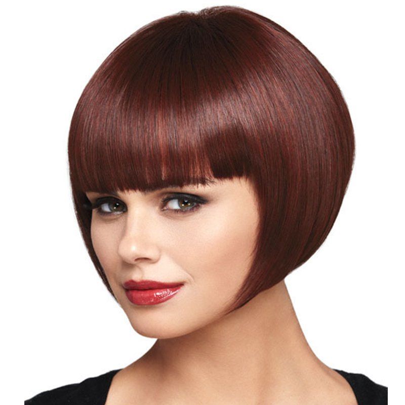 

Wine Red Straight Bang Wig, Red wine