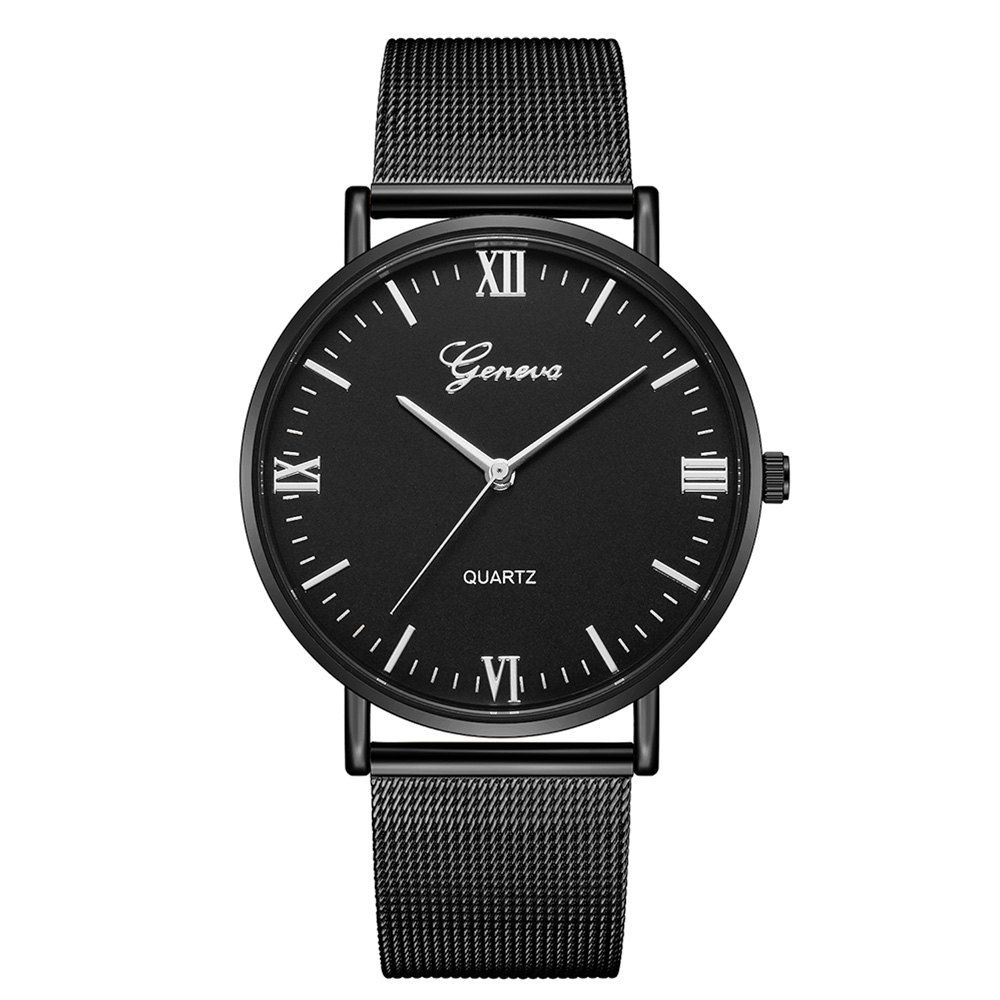 

GENEVA Fashion Vintage Large Dial Creative Stainless Steel Cool Quartz Watch, Black