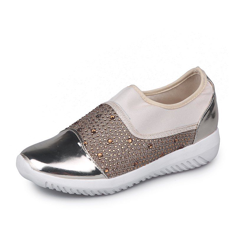 

Flat-heeled Flat-bottomed Running Shoes, Champagne gold