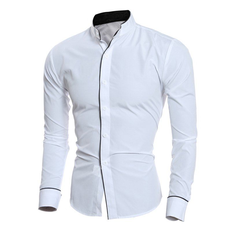 Men Shirt Personality Striped Casual Stand Collar Slim Long Sleeve, White
Men Shirt Personality Striped Casual Stand Collar Slim Long Sleeve, White