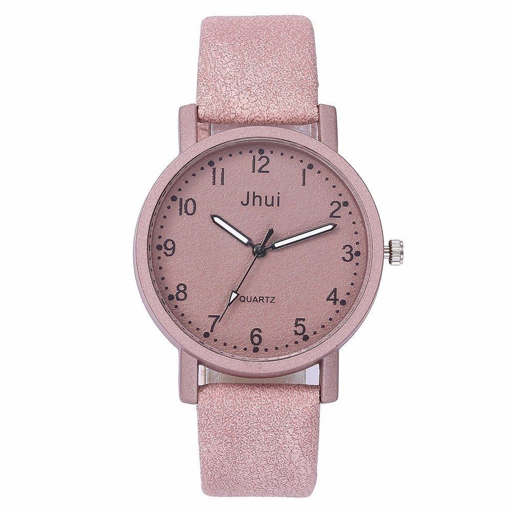 

Fashion Casual Simple Digital Scale Literary Stone Quartz Watch, Pink