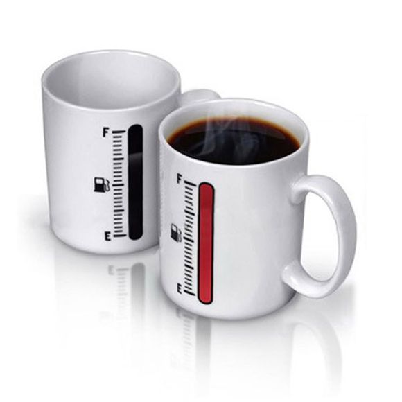 Haute Qualité Thermomètre Changement de couleur Coupe Tasse de café en porcelaine - Blanc - Blanc 