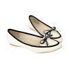 Pointed Head and Bowknot Color Block Design Women's Flat Shoes - Abricot 36