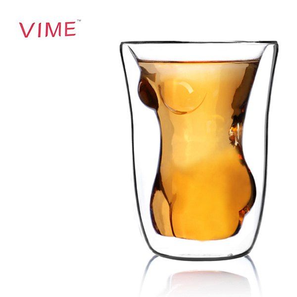 

Durable Double Layer Pressed Beautiful Lady Shaped Handcrafted Glass Cup - Transparent