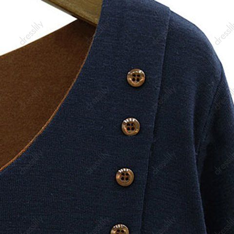 T-shirt Faux Deux Pièces à Manches Longues pour Femme - Cadetblue S