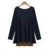 Stylish Faux Twinset Design Scoop Neck Long Sleeve T-Shirt For Women - CADETBLUE S