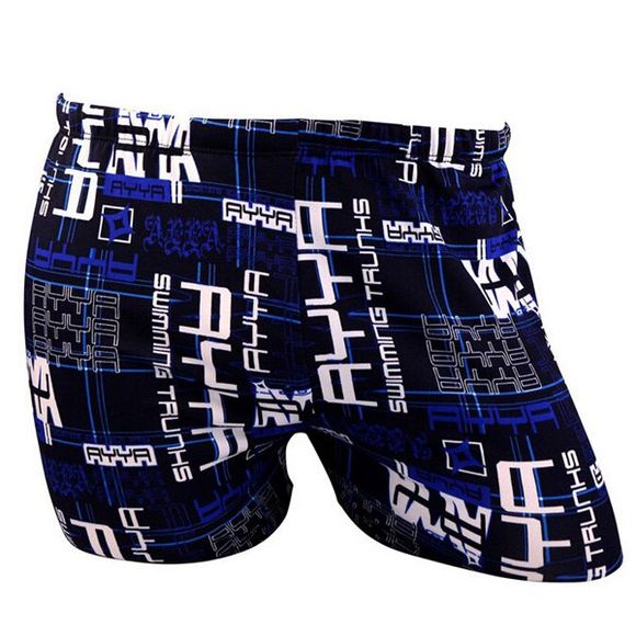 Élégant lacets Color Block Lettre et Polyester + Spandex Boxers Maillots de carreaux Imprimer Hommes - Bleu M