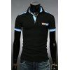 T-shirt Polo Manche Courte Col Rabattu Poche Design Blocs de Couleur Pour Hommes - Noir XL